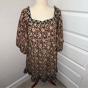 Clara The Label Waverly Boho Floral Mix Print Cottage Shift Peasant Dress